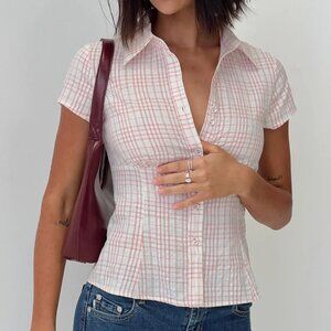 Cottesloe Blouse Top Pink Check